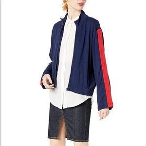 New BB Dakota red/blue French terry track jacket full zip woman’s size small
